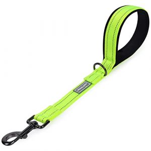 VIVAGLORY Poignée Confortable de Laisse Courte pour Chien, Laisse d’Entraînement et de Marche pour Chiens Moyens et Grands, Jaune Vif, 46 cm (VIVAGLORY PETS, neuf)