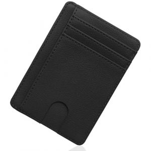 ZEPIQOR Portefeuille Homme, Porte Carte Bancaire, Petit Portefeuille Homme, Porte Cartes de Credit, Cuir PU, RFID, avec Fermeture &eacute;clair, contenir Jusqu&rsquo;&agrave; 8 Cartes, Minimaliste, Noir (CHECK APIR LTD, neuf)