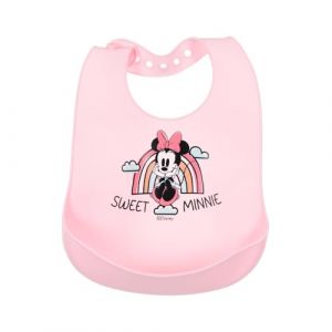 CARTOON Bavoir Disney bavoirs en silicone avec poche ramassage miettes avec fermeture réglable 30 x 23 cm, Minnie., 30 x 23 cm (Massi s.r.l., neuf)