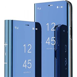 SIYOPINPFY Compatible avec Huawei P30 Pro Housse Coque Etui &agrave; Rabat, Conception Luxueux Makeup Miroir Smart View Standing b&eacute;quille 360&deg; Protecteur Coque pour Huawei P30 Pro, Mirror Blue (SIYOPINPFY, neuf)