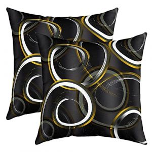 Homemissing G&eacute;om&eacute;trie Lot De 2 Taie d'oreiller 60x60cm pour Canap&eacute; Lit G&eacute;om&eacute;trique Cercle Taie Oreiller D&eacute;cor Housse de Coussin Modern R&eacute;sum&eacute; Art Jaune Blanc Noir Housse Coussin Inserts Non Inclus (Bofanshangmao, neuf)