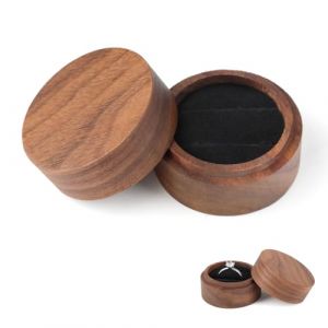 Ecrin Bague en Bois, Boite Alliance Mariage, Boîte à Bagues en Bois Rond pour 2 Bagues, Idéal pour Fiançailles, Mariage et Saint-Valentin, Design Élégant et Robuste, Fabrication Artisanale (A) (pingdingshanxiaoyaoshangmaoyouxiangongsi, neuf)