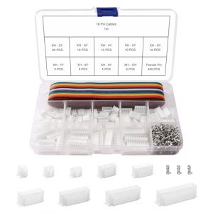 YIXISI 481 Pieces 2/3/4/5/6/7/8/9/10 Pin 2.54mm JST-XH Femelle Connecteurs, JST Connecteur Kit, 2.54mm Femelle Broches Connecteurs Terminals, avec Câble Plat Arc-en-Ciel 16 Pin 22 AWG 1m (YXS-DE, neuf)
