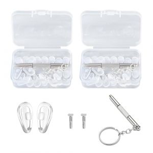 Lot de 40 Paires Plaquettes de Nez Antid&eacute;rapantes en Silicone Souple Transparent, coussinet lunettes nez Forme Goutte, Coussinets de Nez Confortables Anti-Glisse, Montures et Lunettes de Soleil (Puzhuqikeji, neuf)