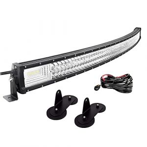 Willpower 132cm 52'' 675W Barre LED Incurvé + 2pcs Support Magnétique + Faisceau de Câblage Rampe LED Bar a LED 12V 24V Étanche Projecteur LED Feux LED pour 4x4 Voiture Camion Tracteur Quad Bateau (YZ-EU, neuf)