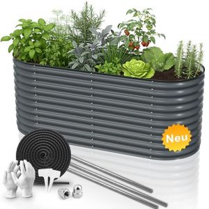 HOFGARTEN 200x80x78cm Potager Sur&eacute;lev&eacute; de Jardin - Bac Potager Ext&eacute;rieur &agrave; Fond Ouvert en Acier Galvanis&eacute; Premium Zn-Al-MG, Durable & Antirouille - Mod&egrave;le QuickGrow XL (Anthracite) (HOFGARTEN, neuf)