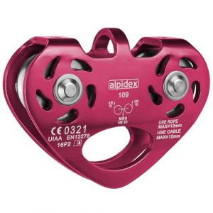ALPIDEX Poulie tyrolienne poulie Double - pour des Cordes Textiles d´Un diamètre de 13 mm et pour des Cordes en Acier d´Un diamètre de 12 mm, Couleur:Rose Vif (BB Sport, neuf)