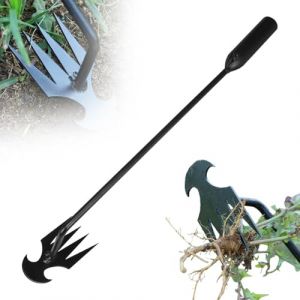 Arrache Pissenlit Mauvaise Herbe，Désherbeur Manuel Acier Inoxydable, Arrache Pissenlit Couteau Désherbeur Outil de Râteau de Désherbage Désherbeurs Manuels Tire Racine Outils Jardinage (Noir Long) (Lyy, neuf)