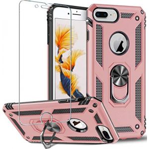 Folmeikat Coque pour iPhone 8 Plus, iPhone 7 Plus, iPhone 6S Plus/6 Plus - Protection d'&eacute;cran rotative &agrave; 360 degr&eacute;s - Anneau en m&eacute;tal Fin-Absorption des Chocs-Coins renforc&eacute;s TPU 5.5" Rose Gold (Folmecket, neuf)
