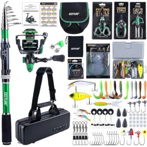 Goture Canne &agrave; P&ecirc;che Complet (Carbone 24T), Canne Surfcasting T&eacute;lescopique en Fibre de Carbone & Moulinet Spinning avec 9+1 Roulements &agrave; Billes Scell&eacute;s, avec Accessoires et Housse - Professionnelle (Goture-FR, neuf)