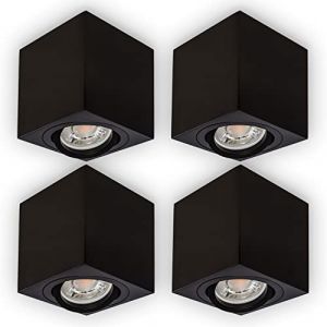INNOVATE LED Spot en saillie orientable &agrave; 35&deg; | Spot de plafond compact GU10 | Spot &agrave; poser moderne IP20 | Spot de plafond plat | Downlight apparent sans ampoule | 4 pi&egrave;ces, noir carr&eacute; (Innovate - Votre sp&eacute;cialiste LED personnel, neuf)