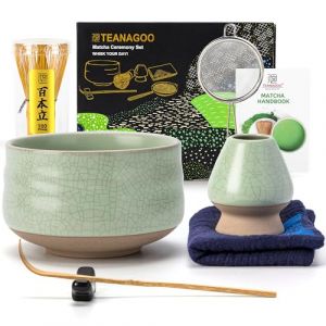 TEANAGOO Matcha Kit, fouet matcha, Bol &agrave; Matcha, N6, Fouet en Bambou Matcha, cuill&egrave;re, Tamis, Support de Fouet &agrave; Matcha, Support de Fouet &agrave; Matcha, Ensemble de Fouet &agrave; Matcha (TEANAGOO, neuf)