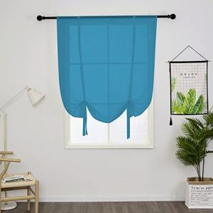 SIMPVALE 1 Pi&egrave;ce Store Romain Translucide Tulle Rideaux Voilages Vertical Poche de Tige pour Chambre Cuisine Salon, Bleu, Largeur 80cm x Hauteur 140cm (Gazelle E-Commerce, neuf)