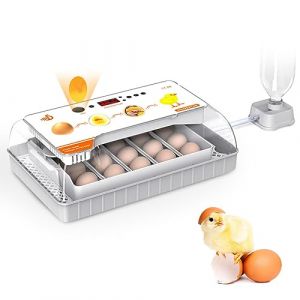 Incubateur Oeufs Couveuses Automatique 20 œufs Retournement Automatique, Contrôle De La Température Réglable avec LED Lumière D'oeuf Intégré pour Poulet, Canard, Oie, Pigeon (Rosyfine, neuf)