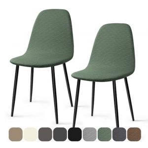 BalladHome Housses Chaise de Salle &agrave; Manger Scandinave 2 Pieces Moderne Jacquard Housse de Chaise Extensible Couverture de Chaise Housse Chaise pour D&eacute;coration Salon Cuisine H&ocirc;tel (Vert, 2 Pieces)-KL (Ballad, neuf)