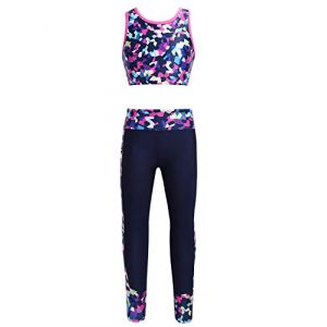 Kaerm Ensemble de sport fille Leggings Sport Yoga Fille Survêtement Joggings Imprimé Tenue de Sport Danse Ensemble hip hop pour Fitness Pilate Gym Running 5-14 Ans Rose rouge 9-10 ans (Kaerm EU, neuf)