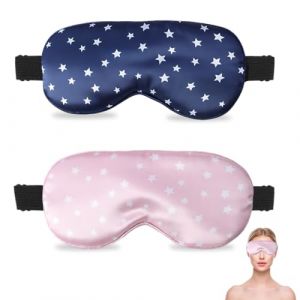 Masque de sommeil soie, 2 Pi&egrave;ces Masque de Nuit Sommeil, Ultra-Douce Masque de Nuit en Soie pour Hommes Femmes, Masque des Yeux Cache Yeux pour Voyage la sieste Dormir Anti-lumi&egrave;re bloque la lumi&egrave;re (UAB WSVLKE LT, neuf)