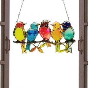 Rrlihjgu Attrape-Soleil en Verre teinté en Forme de Colibri, décoration Murale à Suspendre en Fer forgé coloré pour extérieur, Jardin, terrasse, clôture, Maison (winklike, neuf)