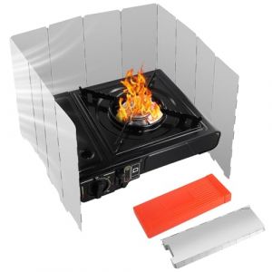 yolzhxe Pare-Vent Pliable, 12 Plaques Pare-Vent R&eacute;chaud de Camping, Aluminium Plaques Camping Plein Air Pare Brise, Protection Antivent pour R&eacute;chaud &agrave; Gaz, pour Cuisini&egrave;re Gaz Ext&eacute;rieur, Pique-Nique (Number rich store, neuf)