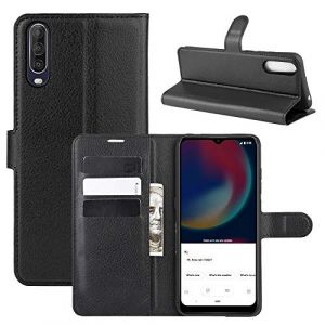 Compatible avec WIKO View 4 W-V851 V830 / View 4 Lite W-V730 &Eacute;tui Cover Flip Book Stand Gel Silicone eco Cuir Protection magn&eacute;tique Portefeuille Porte Cartes Compartiment Carte Noir (Affarielettronica, neuf)