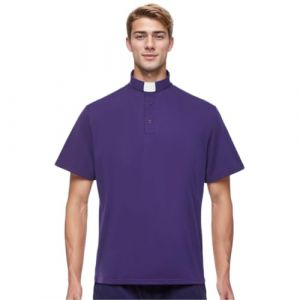 BPURB Polo Hommes Chemise Pr&ecirc;tre Col Romain Pretre Clergyman &agrave; Manches Courtes Chemises du Clerg&eacute;, violet, 52 (BPURB-EU STORE, neuf)