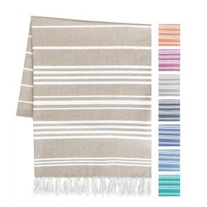 Artexia Serviette De Plage en Coton Drap De Plage Couverture Pique Nique Natte De Plage Plaid en Coton Serviette De Bain Fouta Plage Serviette De Plage XXL (Naturel) (Artexia Collection, neuf)