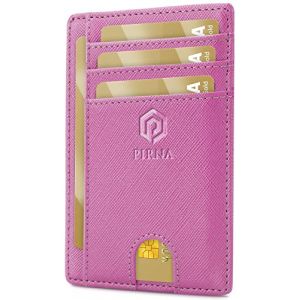 Porte Carte Bancaire Fin et Petit, Portefeuille pour Hommes et Femmes avec Pochette d'argent & Bo&icirc;te-Cadeau, Porte-Cartes de Cr&eacute;dit RFID, Porte Carte Bancaire Anti Piratage pour Femme - Rose (PIRNA, neuf)