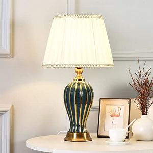 E27 Lampe de table moderne salon chambre &agrave; coucher lampe de chevet simple et chaleureuse lampe de table d&eacute;corative en c&eacute;ramique (ampoule non fournie) (Vert) (Chao Zan Maoyi, neuf)