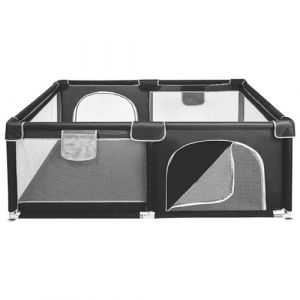 Petit Parc pour B&eacute;b&eacute; Pliable 90x90cm, Parc de jeux b&eacute;b&eacute; avec Maille douce Respirante, Parc Enfant Pour Int&eacute;rieur et Ext&eacute;rieur, 120 * 160 * 66 cm-noir (Hechheu, neuf)