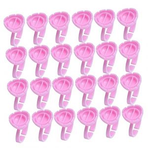 Healeved Anneaux Porte-pigments Pour Extensions De Cils 100 Pi&egrave;ces Taille Moyenne Rose Rainure En v Pour Maquillage Professionnel Portable (Accompany JY, neuf)