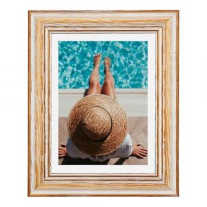 Mein Landhaus Bois V&eacute;ritable Vintage Cadre Toskana Im Rustique Shabby-Chic Look (Blanc/Marron), Traditionnel Ch&acirc;ssis en Bois Style - Naturel Belle ! - Marron, 29,7x42 cm (DIN A3) (die-geschenkidee, neuf)