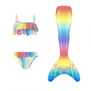 Maillot De Bain Enfant Fille - Joli Maillot de Bain d'été Cosplay Party Fille Manches Longues 3 Pièces Deguisement Océan Piscine Natation Plage Costume de Bain de Plage (heyann, neuf)