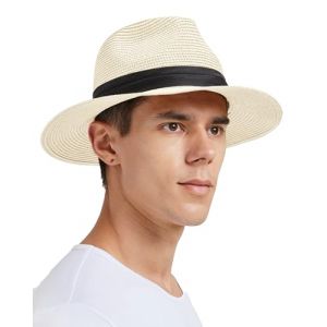 Zylioo S/M/L/XL/XXL Chapeau de paille Chapeau de soleil Chapeau de soleil Grande / Petite tête Protection UV Paille Chapeau d'été Chapeau de plage pour vacances Homme Femme, ecru, L (Realmarkeu, neuf)