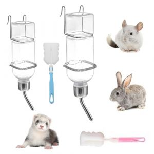 2 Pièces Suspendus Lapin Deau Distributeur, Distributeur Eau Lapin Automatique avec Support, 180ML+350 ML, Abreuvoir pour Les Rongeurs, pour Abreuvoir Rongeur, Chatons, Chiens, Hamsters (Bcwerxu, neuf)