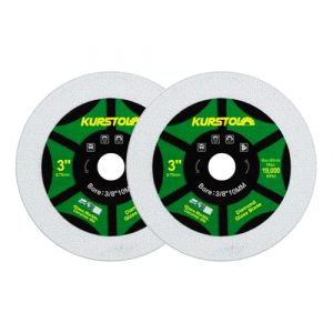 KURSTOL Disque Diamant pour Verre - 75mm X 2 Disques à Tronçonner Diamantés pour Verre, Jade, Cristal, Bouteille de vin, Carreau de céramique, avec 10mm Alésage (YZKS TOOLS, neuf)