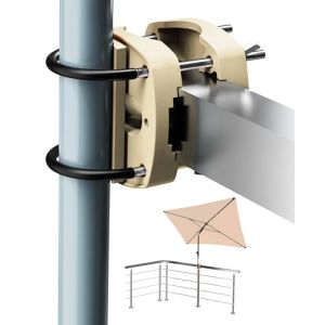 4smile SunnyEasy Support de parasol pour balcon - Marron sable - Support de parasol fonctionnel - Montage flexible - Support de parasol de balcon - Remplace le pied de parasol de balcon (Menz-shop, neuf)