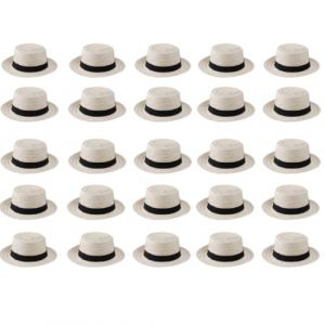 I LOVE FANCY DRESS Un Chapeau de Paille Style canotier Blanc &agrave; Ruban Noir pour Adulte. Un incontournable de l'&eacute;t&eacute;. (X25) (ILFD GROUP LTD, neuf)