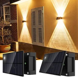 Talwei Applique murale solaire d'extérieur Up and Down - Lampe solaire pour l'extérieur - Blanc chaud - Éclairage LED étanche - Applique murale sans fil - Clôture étanche (Talwei, neuf)