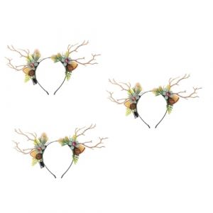 TENDYCOCO 3 Pièces Bandeau De Noël Cerceau De Noël Bandeau Ornement Décor D'halloween Bandeau En Bois De Bandeaux En Bois De Bandeau D'élan Costume De Cerceau En Acier (Kefa Trading Company, neuf)