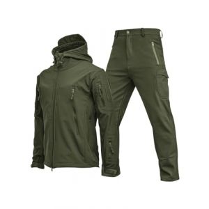 Oanviso Ensembles de Survêtement Homme Veste Impermeable Chaud Manteau Blouson et Cargo Pantalon de Sport Militaire Pantalon Uniforme pour Randonnée Camping Voyage C Armée Verte S (Osheoiso Inc., neuf)
