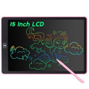 Coolzon Tablette d'écriture LCD Coloré Tablette Graphique de Dessin 15 Pouces pour Enfants, Tableau Dessin Portable Effaçable, Planche à Dessin numérique Jouet Educatif pour Garçon Fille, Pink (MAUOYC, neuf)