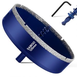Scie Cloche Diamantée pour Carrelage avec Foret de Centrage, Foret Diamant Brasé dur pour Porcelaine, Carrelage, Verre, Granit, Marbre et Céramique (Diamètre 125mm) (chaungxing, neuf)
