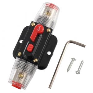 BOJACK Porte-Fusible de réinitialisation de disjoncteur en ligne 40A, Porte-fusible de réinitialisation manuelle 12V-24V DC pour la protection du système audio de bateau (BOJACK, neuf)