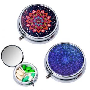 YUVKIN Boîte à Pilules de Poche, 2 Pièces Étanche et Miroir, Petit Pilulier, Pilulier Rond, Organisateur de Pilules pour Usage Quotidien et Voyage, Boîte Pilule, Métal, Mini, Pilbox (Forme Ronde) (HerEdit, neuf)