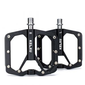 Kelxu P&eacute;dales V&eacute;lo &agrave; 3 Roulements, Usin&eacute;es CNC Aluminium 9/16" P&eacute;dales Plates VTT avec Clous antid&eacute;rapants Amovibles pour Route/BMX, Noir (YemoSeiko, neuf)