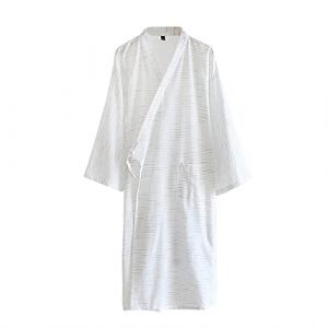 Chemise de Nuit Kimono en Coton pour Hommes Peignoir de Bain Japonais Douce V&ecirc;tement de Nuit Confortable Robe de Nuit Chambre Plage Sauna H&ocirc;tel Piscine Maison Natation Spa Veste de Pyjamas Cadeau (ITODAUK, neuf)