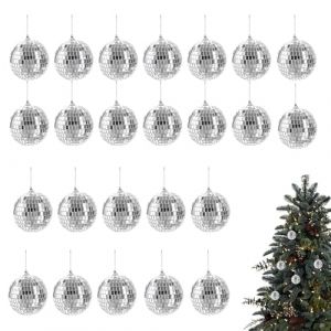 Boules à Facettes,24PCS Boule à Facettes Disco,Boule Disco Brillant,Mini Disco Ball,Boules Disco Argentées,Boule à Facette Miroir,Boules à Facettes Disco Réfléchissantes,pour Décoration (Poseidoneye, neuf)