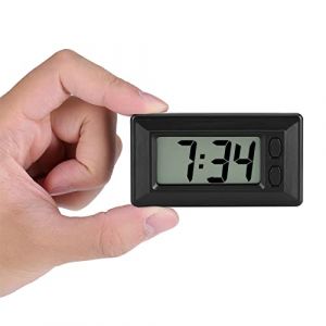 77 * 42 4 * 17 7mm Horloge &eacute;lectronique Ultra Mince Noire avec Tampon adh&eacute;sif, Horloge num&eacute;rique LCD avec Calendrier de Date et d'heure pour Le Bureau &agrave; Domicile de Tableau de Bord de voitur (Siumaid, neuf)
