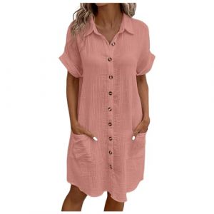 Robe Ete Femme Plage Rouge Verte Boh&egrave;me Chic Noir Mi Longue Fluide Elegante Col V Vetement Blanche Soir&eacute;e Courte Dresses for Women D pour Qui Cache Le Ventre Coton Boheme # (ZJsz, neuf)