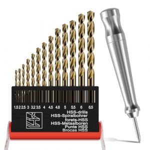 Forets &agrave; M&eacute;taux HSS Titane, &Oslash;1.5-6.5mm,13Pi&egrave;ces Coffret de Forets en Acier Rapide,Forets H&eacute;lico&iuml;daux pour M&eacute;tal HSS DIN338 M35 Cobalt pour M&eacute;tal,Bois et Plastique,Forets Centraux,Bo&icirc;te de Rangement (Lytool, neuf)